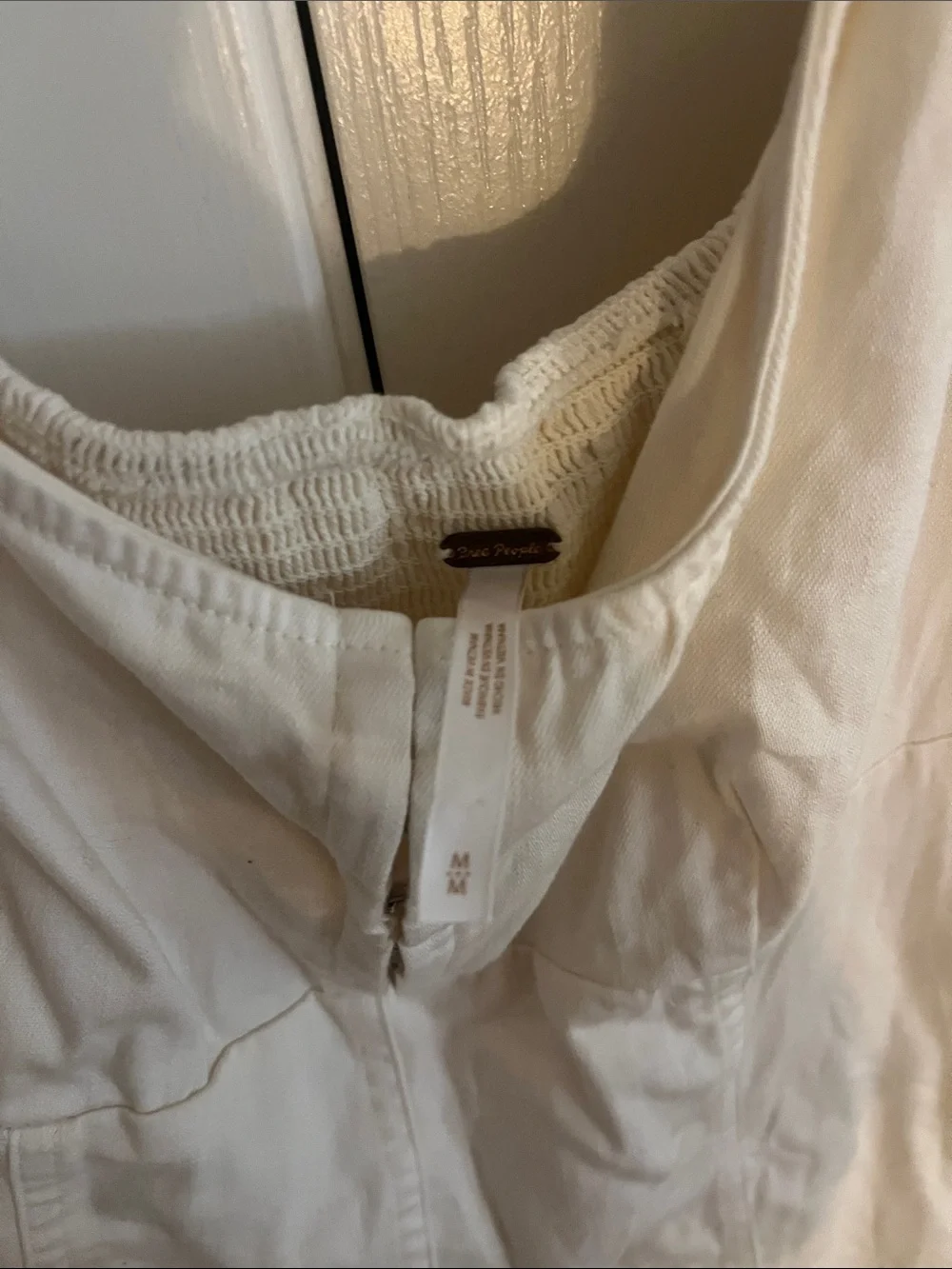 Free People Cheyenne Denim Mini Dress Cream Size Medium